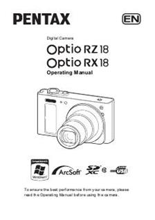 Pentax Optio RZ18 manual. Camera Instructions.