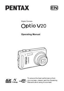 Pentax Optio V20 manual. Camera Instructions.