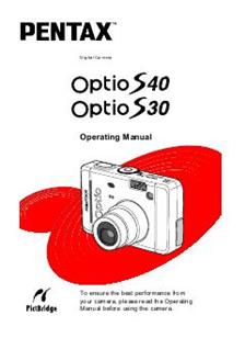 Pentax Optio S30 manual. Camera Instructions.
