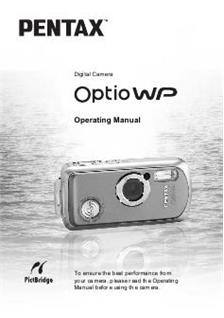 Pentax Optio WP manual. Camera Instructions.