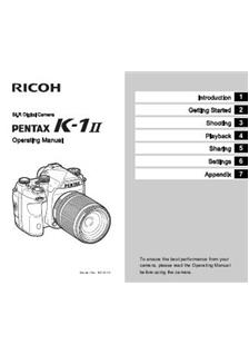 Pentax K 1 II manual. Camera Instructions.