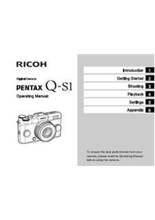 Pentax Q S1 manual. Camera Instructions.