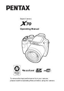 Pentax X70 manual. Camera Instructions.