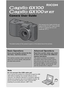 Ricoh Caplio GX 100 manual. Camera Instructions.