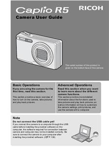 Ricoh Caplio R 5 manual. Camera Instructions.