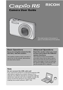 Ricoh Caplio R 6 manual. Camera Instructions.