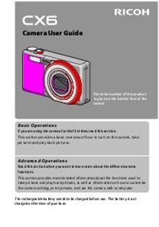 Ricoh CX 6 manual. Camera Instructions.