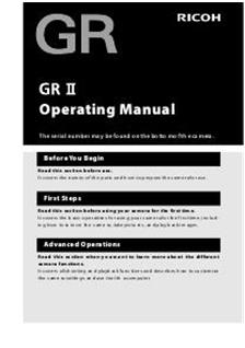 Ricoh GR 2 manual. Camera Instructions.