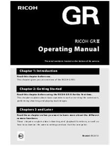 Ricoh GR 3 manual. Camera Instructions.