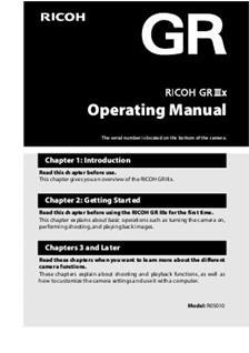 Ricoh GR 3 x manual. Camera Instructions.