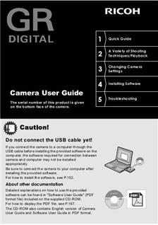 Ricoh GR Digital manual. Camera Instructions.