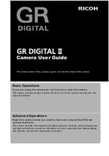 Ricoh GR Digital 2 manual. Camera Instructions.