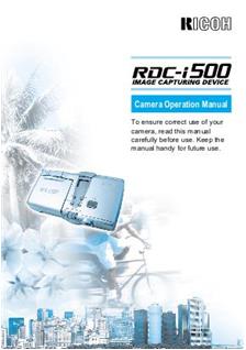 Ricoh RDC i 500 manual. Camera Instructions.