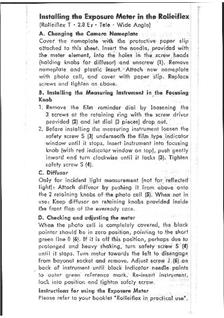 Rollei Rolleiflex manual. Camera Instructions.