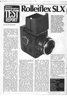 Rollei Rolleiflex SLX manual. Camera Instructions.