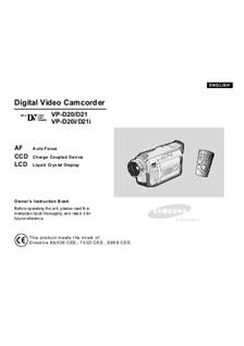 Samsung VP D 21 i manual. Camera Instructions.