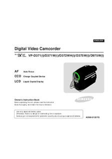 Samsung VP D 372 WH manual. Camera Instructions.