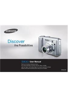 Samsung Digimax S 830 manual. Camera Instructions.