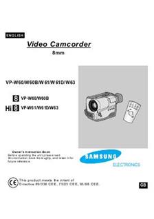 Samsung VP W 60 B manual. Camera Instructions.