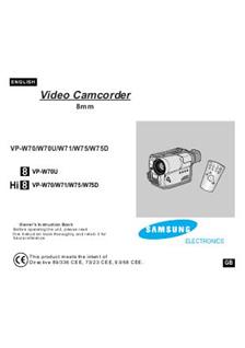 Samsung VP W 70 U manual. Camera Instructions.