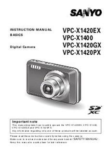 Sanyo VPC X 1420 GX manual. Camera Instructions.