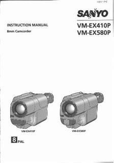 Sanyo VM EX 580 P manual. Camera Instructions.