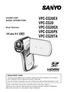 Sanyo VPC CG 20 manual. Camera Instructions.