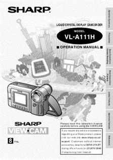 Sharp VL A 111 H manual. Camera Instructions.