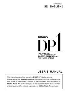 Sigma DP1 manual. Camera Instructions.