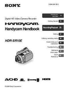 Sony HDR S 10 manual. Camera Instructions.