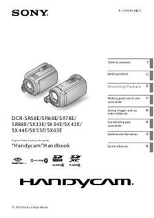 Sony DCR SR 78 E manual. Camera Instructions.