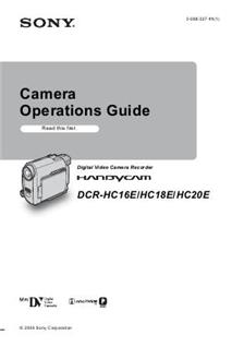 Sony DCR HC 16 E manual. Camera Instructions.