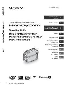 Sony DCR DVD 110 E manual. Camera Instructions.