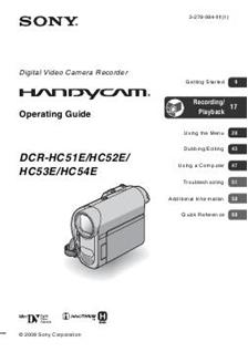 Sony DCR HC 51 E manual. Camera Instructions.