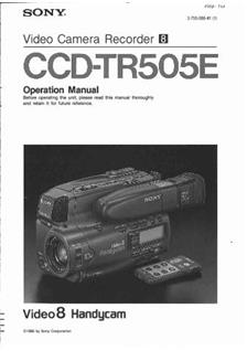 Sony Ccd Tr 505 E Printed Manual