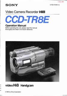 Sony CCD TR 8 E manual. Camera Instructions.