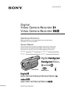 Sony CCD TRV 318 E manual. Camera Instructions.