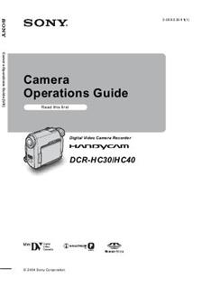 Sony DCR HC 40 E manual. Camera Instructions.