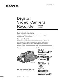 Sony DCR IP 210 manual. Camera Instructions.