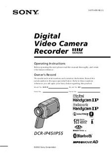 Sony DCR IP 45 manual. Camera Instructions.