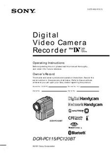 Sony DCR PC 115 manual. Camera Instructions.