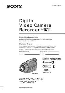 Sony DCR TRV 25 E manual. Camera Instructions.
