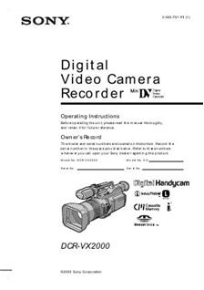Sony DCR VX 2000 manual. Camera Instructions.