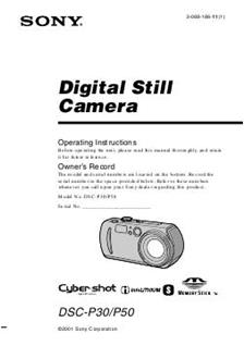 Sony Cyber-shot P30 manual. Camera Instructions.
