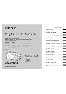 Sony Cyber-shot P93 manual. Camera Instructions.