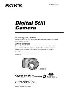 Sony Cyber-shot S50 manual. Camera Instructions.