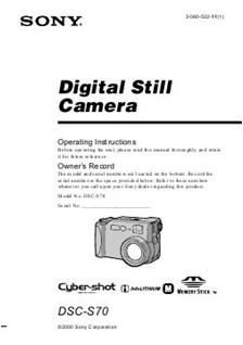 Sony Cyber-shot S70 manual. Camera Instructions.