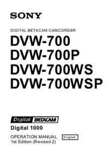 Sony DVW 700P manual. Camera Instructions.