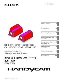 Sony HDR CX 150 E manual. Camera Instructions.
