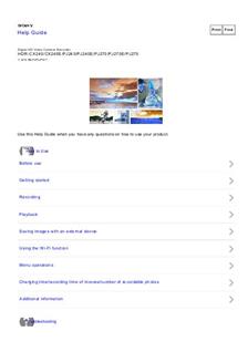 Sony HDR PJ 270E manual. Camera Instructions.